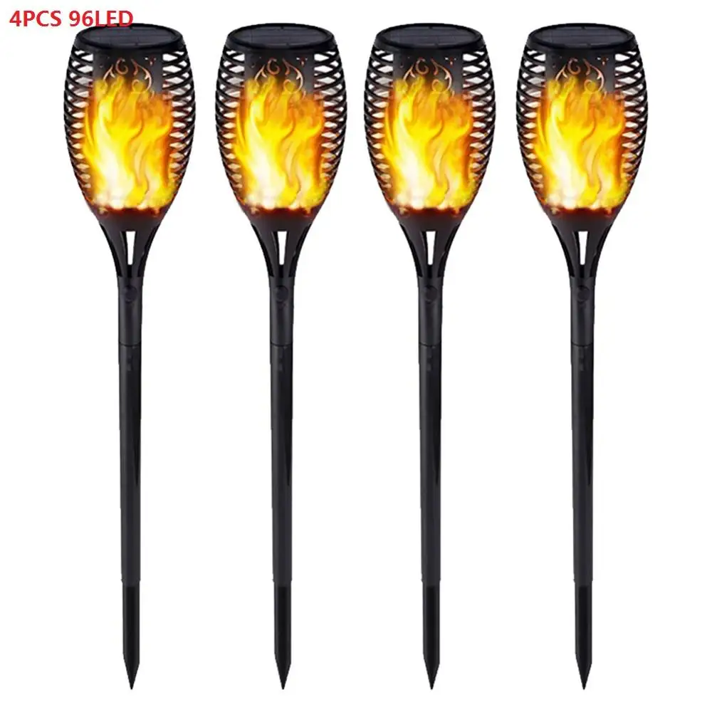4PCS 96LED Солнечная лампа с пламенем, Мерцающая IP65, водонепроницаемая, 96LED, садовый ландшафтный светильник, Спайк, водонепроницаемая лампа для газона, ландшафта, двора - Испускаемый цвет: 4PCS 96LED