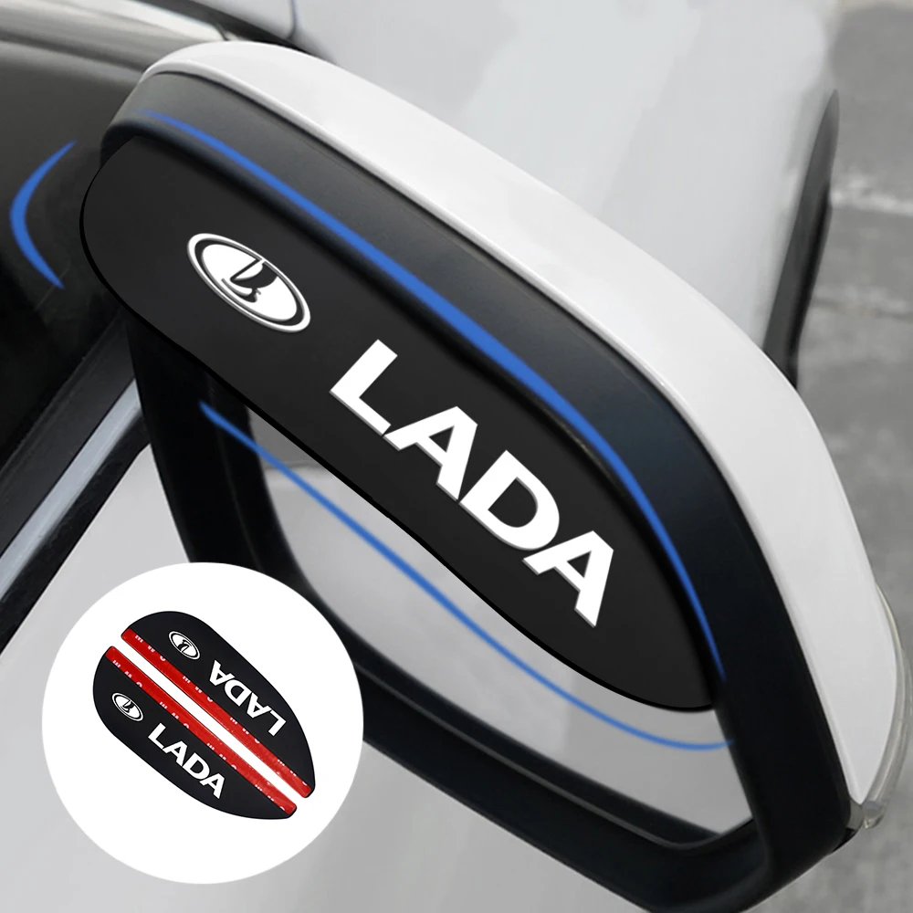 

2pcs Car Side Rear View Mirror soft rubber Rain Eyebrow Visor Look Sun Shade Auto Accessories forLada Granta Kalina Priora Niva