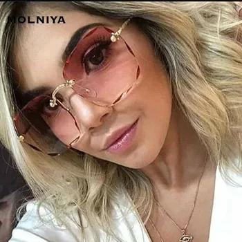 

Fashion Metal Square Sunglasses Woman Frameless Trimming Sun Glasses High Quality Gradient Glasses Female UV400