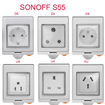 

SONOFF S55 US/UK/DE/FR/AU/ZA Plug Waterproof Wifi Smart Power Socket Timer Outdoor APP/Vocie Remote Control Work