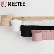 Meetee 5/10M 6cm Polyester dantel elastik bantlar dalga desen bahar şerit DIY etek kemer Spandex bandı dekor streç dokuma