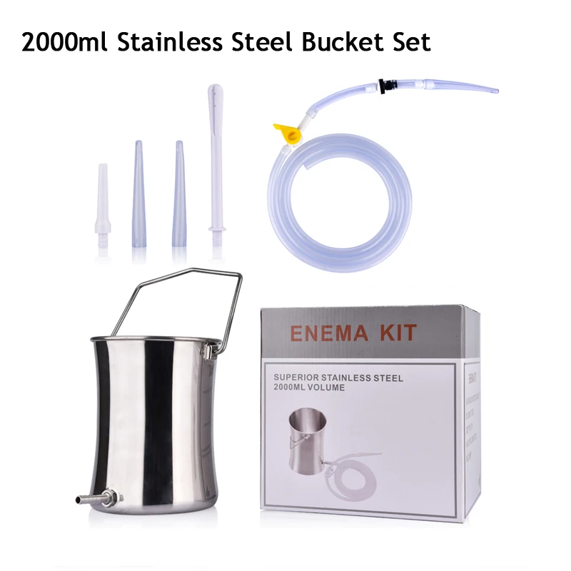 Stainless Steel set Клизма набор ведер для очищения толстой кишки с силиконовым шлангом здоровье промывка запоры анальный очиститель для вагины мытья клизма набор - Цвет: Stainless Steel set