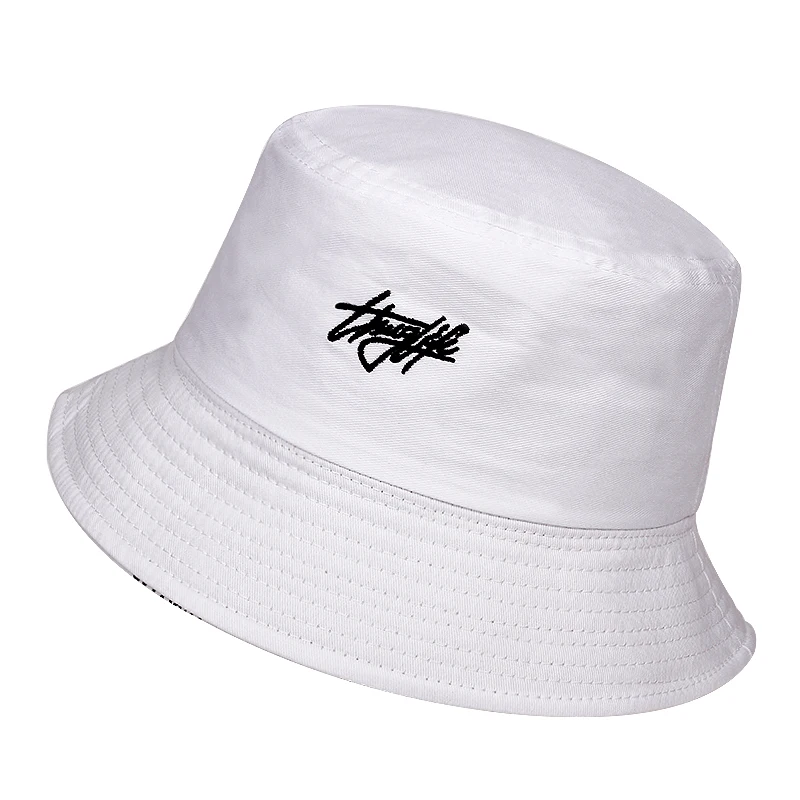 New double-sided fisherman hat fashion summer ladies sun hat tide letter  printing wild basin hat hip hop bucket hat General
