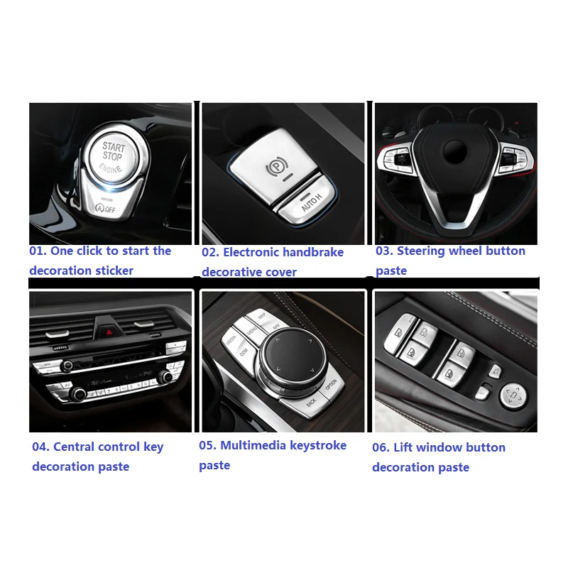 

for 2017-2020 new BMW 5 series 52052552853 new X3 car chrome ABS car interior button sequins decorative cover decoration