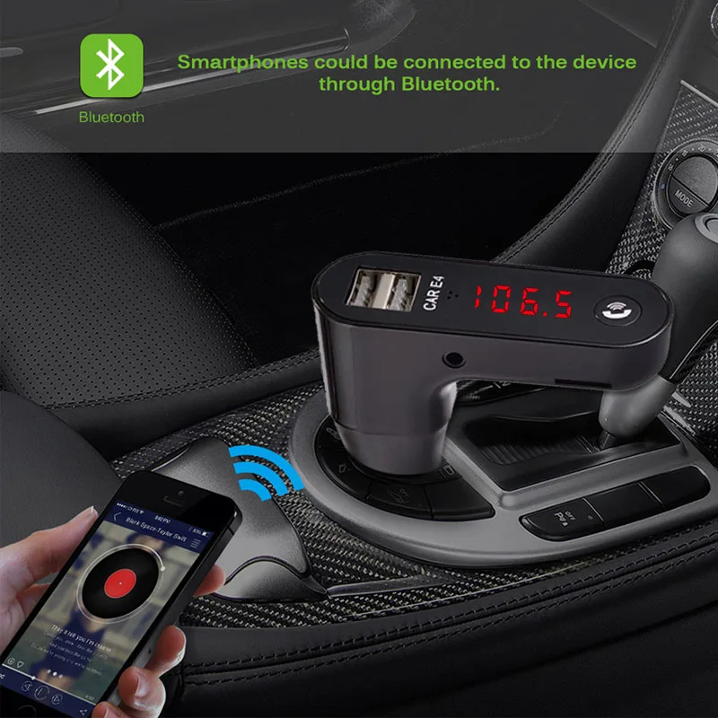 Bluetooth fm-передатчик автомобильный комплект свободные руки автомобильный Стайлинг MP3 музыкальный плеер TF флеш-музыка 5 в 2.1A USB зарядное устройство FM модулятор