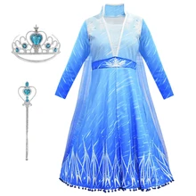 Новейшие вечерние платья «Эльза 2» для детей; сезон зима-осень; толстый костюм Снежной Королевы для костюмированной вечеринки; элегантная Рождественская одежда для малышей; Vestidos