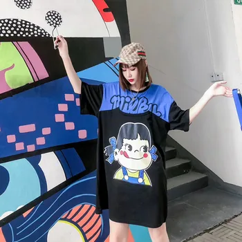 

Original design Hong Kong tide brand women's 2020 summer new cartoon sequin stitching short sleeve large size t-shirt women