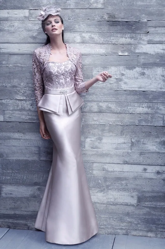 Новинка, Vestido de madrinha, платье русалки для мамы невесты, длинный Кружевной Жакет с рукавом 3/4, Женский официальный костюм, вечерние платья, BC65