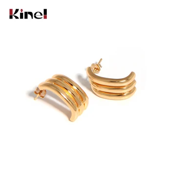 

Kinel 925 Sterling Silver C shape Big Earring Gold Irregular Korea Exaggeration Earrings for Women Fashion Jewelry Gift