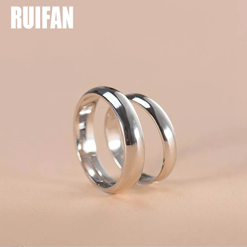 

Ruifan Real 925 Sterling Silver Rings for Women Men Simple Ring Smooth High Polishing Wedding Band Ring for Lovers Couple YRI072