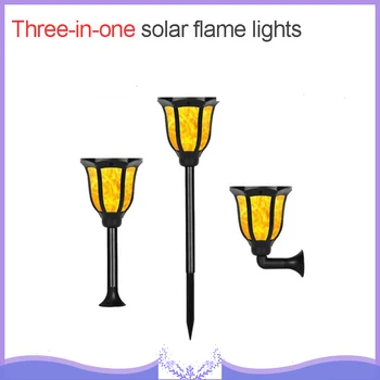 

Three-in-one Solar Flame Light Flame Torches Lights 96LEDs Waterproof Solar Flame Lamp Effect Swinging Realistic Torch Dancing