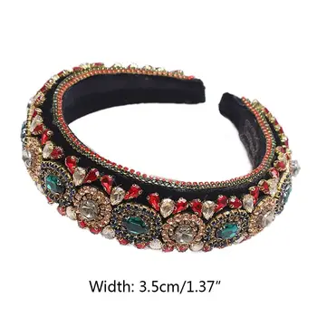 

Baroque Tiaras Wide Headband Girls Luxurious Color Crystal Rhinestones Hair Hoop H8WF