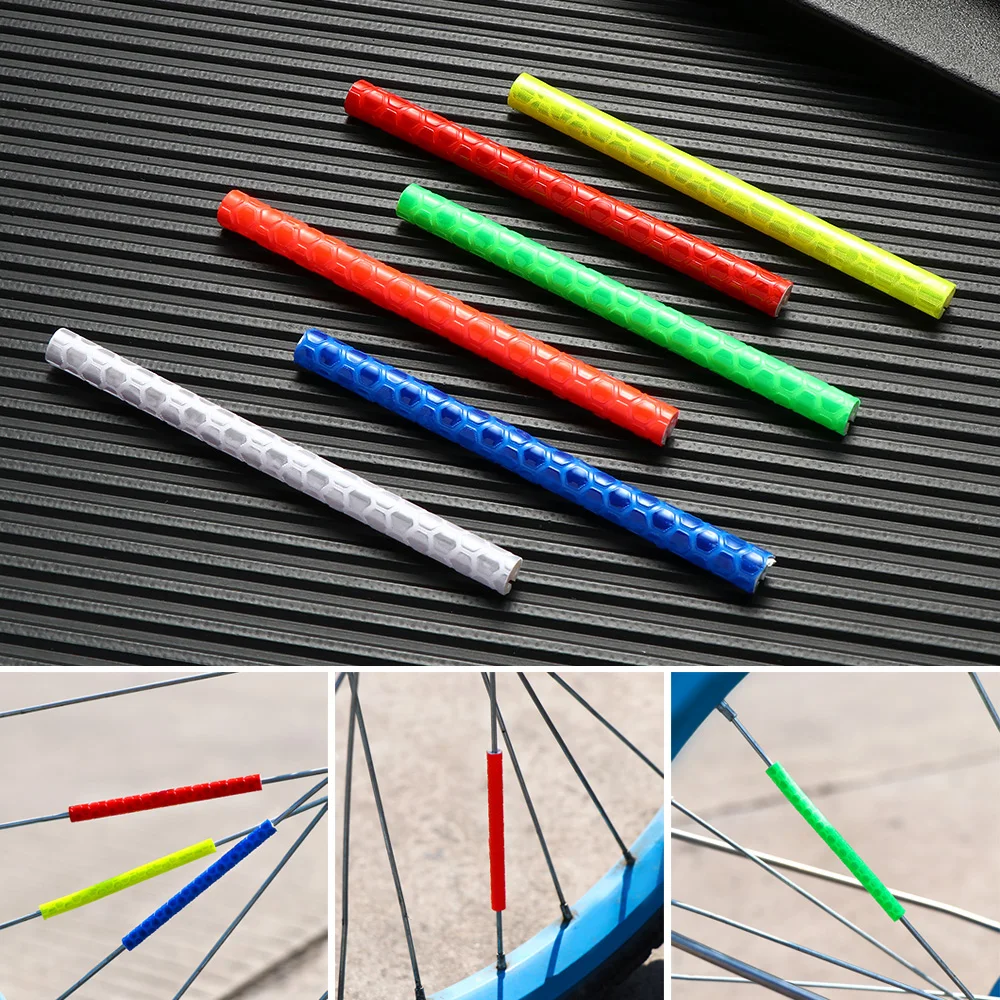Bicycle Reflective Tube Clip On Lights Wheel Rim Spoke Safety Warning Light Cycling Bike Strip Reflector Sports Accessorie 12Pcs bike accessories