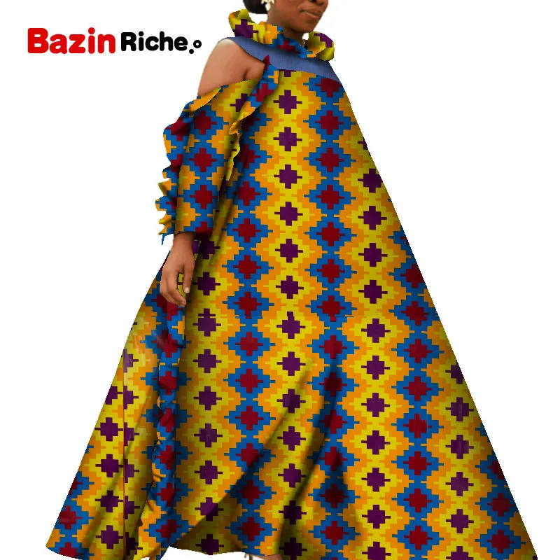 Африканские платья для женщин Bazin Riche африканская одежда Принт Свободные Длинные платья Дашики африканская одежда для женщин Vestidos WY5605 - Цвет: 4