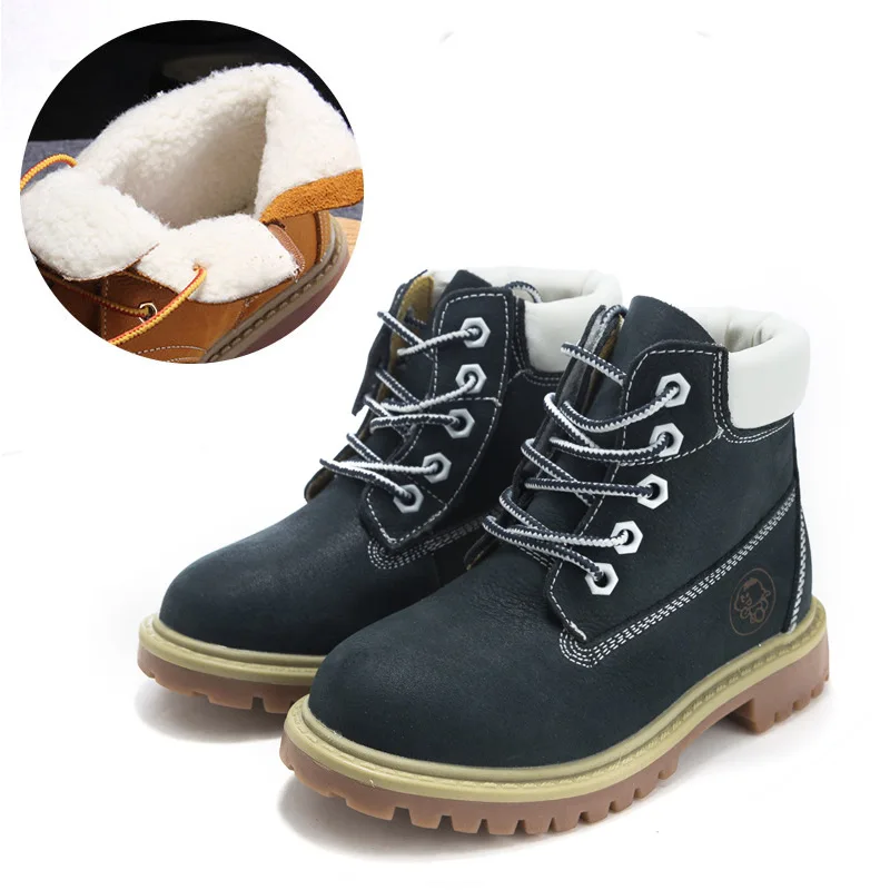 Fashion Kids Leather Shoes Boys Martin Boots Warm 2019 Children Brand