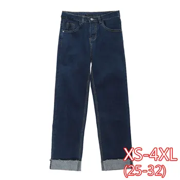 

Big Size Casual High-waist Jeans Women's Straight Loose Loose Jeans XS-4XL 2020