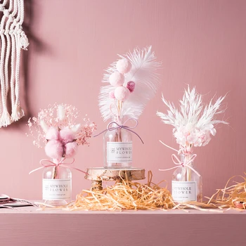 

Crystal Flower Vase Feather Decor Artificial Flower Decor Gift Tabletop Vase