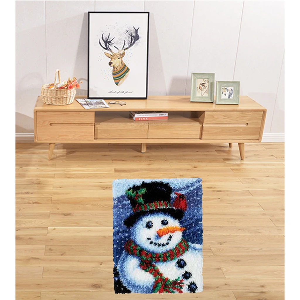 Christmas Latch Hook Rug Kits Crochet Hook Embroidery for Needlework Cross Stitch Thread Sewing Kit Thread Carpet DIY Cushion