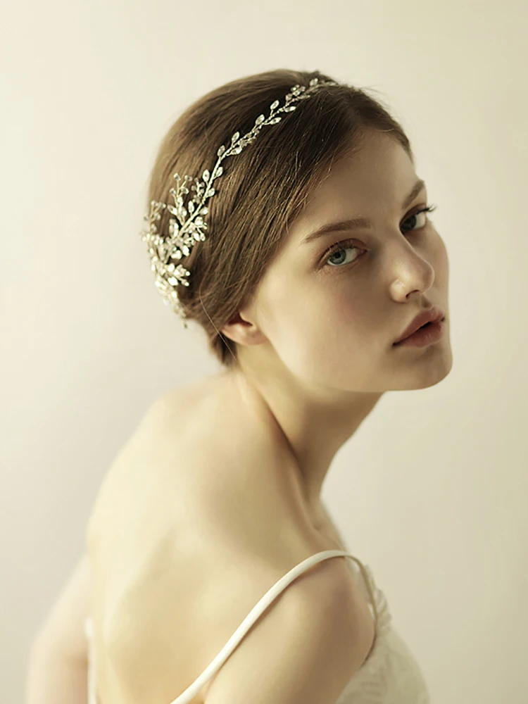 Сдержанный Роскошный Серебряный Стразы ручной работы женский аксессуар для