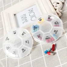 Tablet pillbox Multifunctional round 7-segment weekly medicinebox rotating pill box portable 7-segment plastic carry-on pillbox Tablet pillbox Multifunctional round 7-segment weekly medicinebox rotating pill box portable 7-segment plastic carry-on pillbox