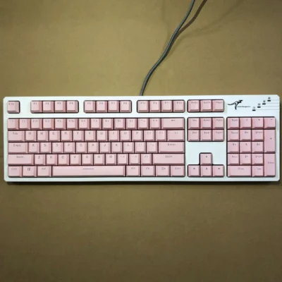 pink Оригинальная высота половинной высоты PBT колпачки для ключей механическая клавиатура 104 клавиш розовый белый вишня короткий ключ Двухцветные прозрачные колпачки для ключей - Цвет: pink