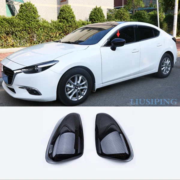Для Mazda 3 Axela- ABS углеродное волокно черные боковые зеркала заднего вида накладка отделка 2 шт