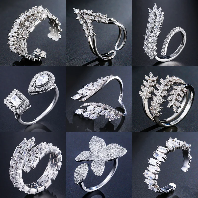 2021 New Arrival Luxury Fashion Solid 925 Sterling Silver Adjustable Ring For Women Girl Valentine's Day Gift Lady Jewelry Z3