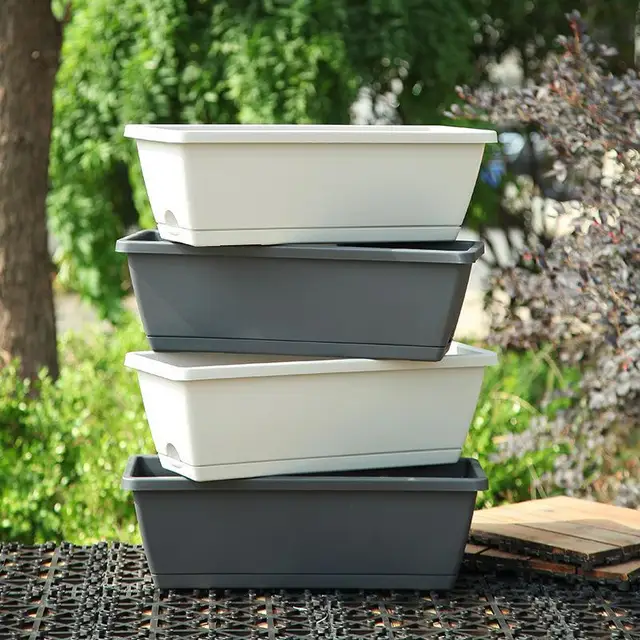 Lusta Műanyag Virágcserepek Család Erkélyt Ültetnek Zöldségek És Virágok Extra Nagy Téglalap Alakú Ültetési Horony