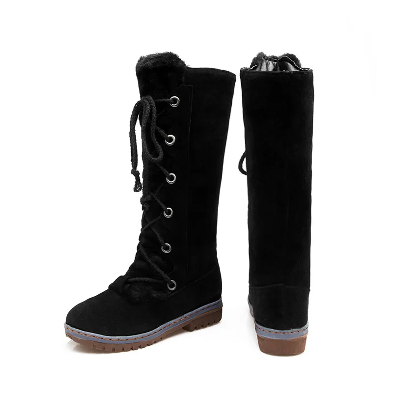 MORAZORA/ г. Большой размер 34-46, модные теплые зимние ботинки зимние женские ботинки на низком каблуке с круглым носком удобные ботинки до середины икры