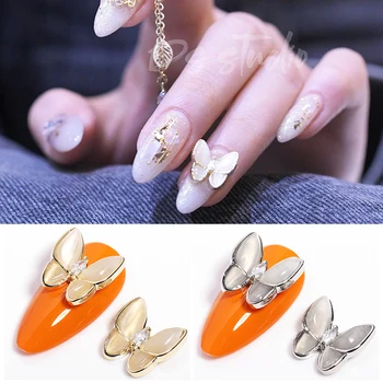 

1 PC Metal Butterfly Series Rhinestone Stones Gold Sliver Nail Stones Decoration Fairy Bling 3D Nail Art Accessories DIY Design