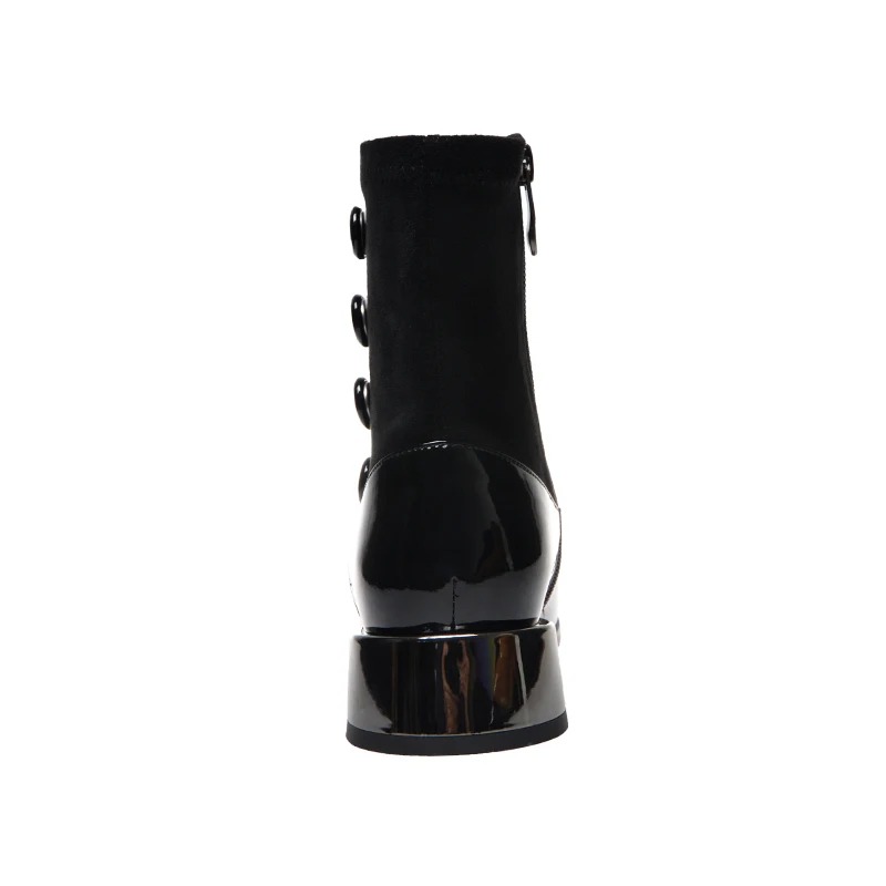 Women Boots Sock Knitting Winter Fashion High Heel Shoes Ladies Sock Boots Square Heels Stretch Fabric Woman Ankle Booties