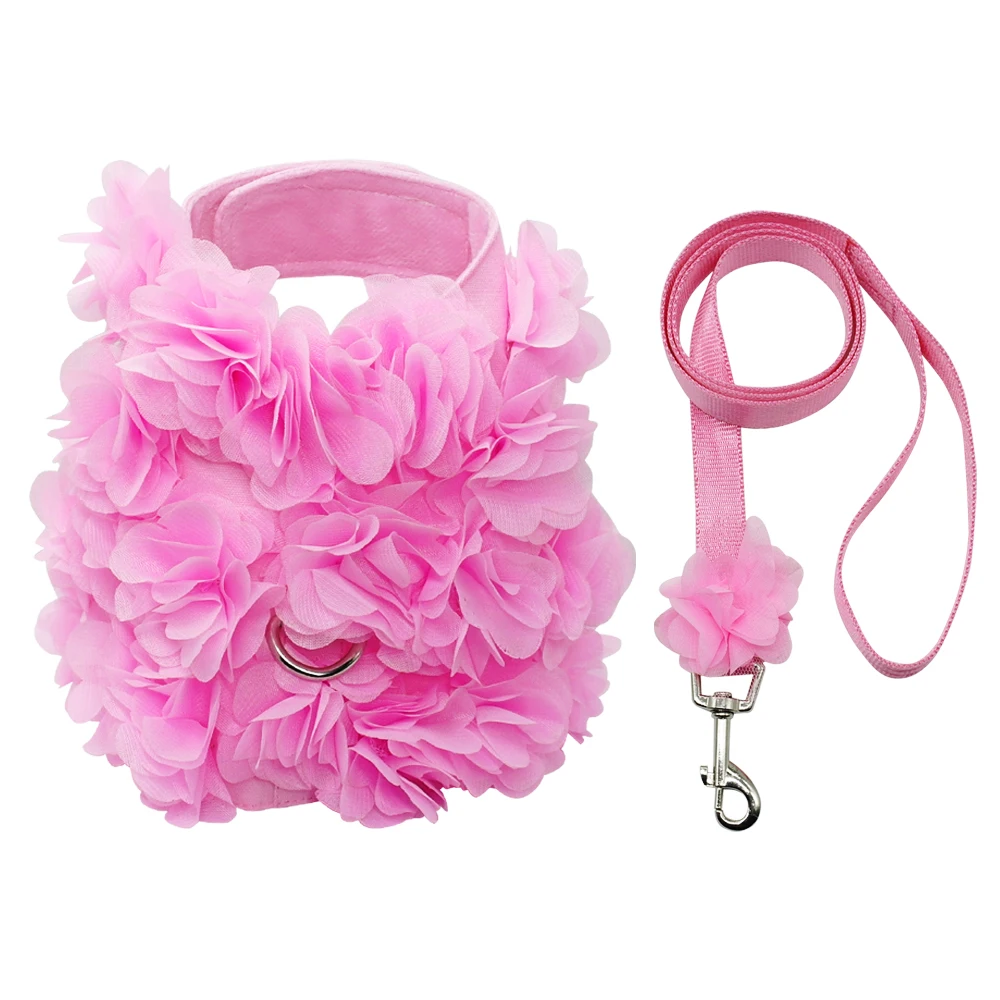 

Adjustable Pet Dog Vest Harness Leash Set Breathable Flower Small Dogs Cat Vest Harnesses Chest Strap For Chihuahua Teddy Dogs