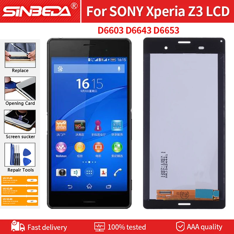 Жк-экран 5 2 дюйма для SONY Xperia Z3 D6603 D6643 D6653 дисплей с сенсорным экраном и