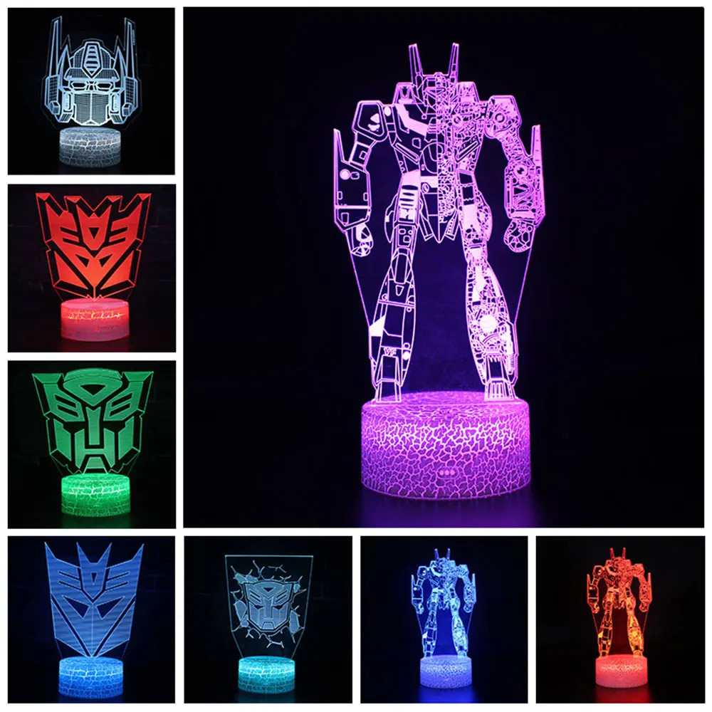 

Transformation Action Figure Series Acrylic 3D Illusion LED Lamp 16Color Remote Control Table Lamps Toys For kids Christmas Gift