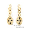 Boucles d'oreilles longues en acier inoxydable sauvage et gratuit boucles d'oreilles à maillons en or avec pendentif ovale boucle d'oreille goutte bijoux pour femmes cadeau ► Photo 3/6