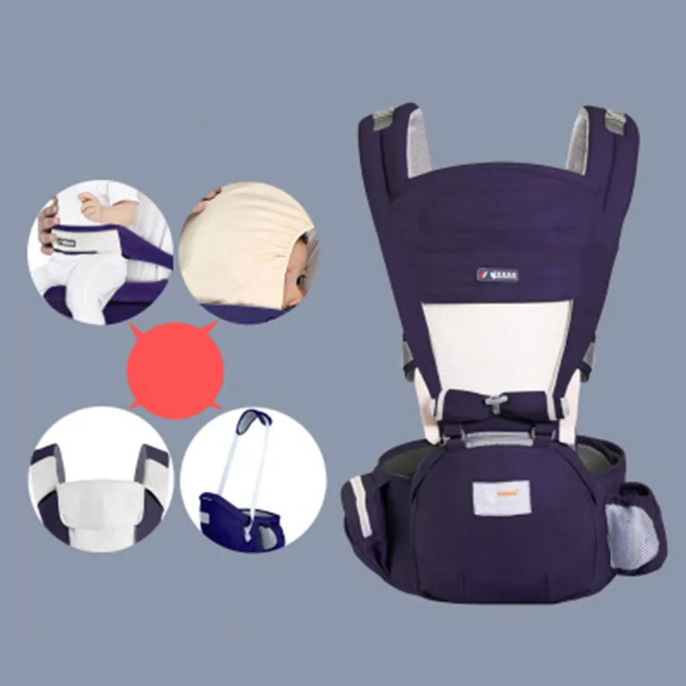 Эргономичный слинг рюкзак с Hipseat для новорожденных многофункциональный слинг обертывание Хипсит(пояс для ношения ребенка) кенгуру - Цвет: 4 season dark blue