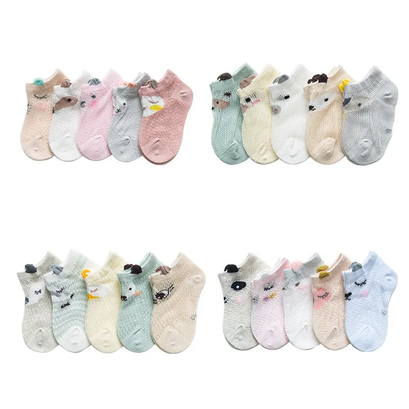 

5Pairs/lot Baby Socks Newborn Summer Mesh Thin Baby Socks for Girls Cotton Infant Casual Boy Girls Toddler Socks Cartoon