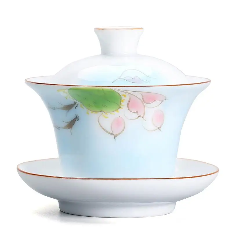 Китайский чайный сервиз Gaiwan набор чайная чашка керамические s пиалы для чая эмаль Gaiwan разрисованная вручную керамика пиалы для чая чайный набор кунг-фу ГАИ Ван
