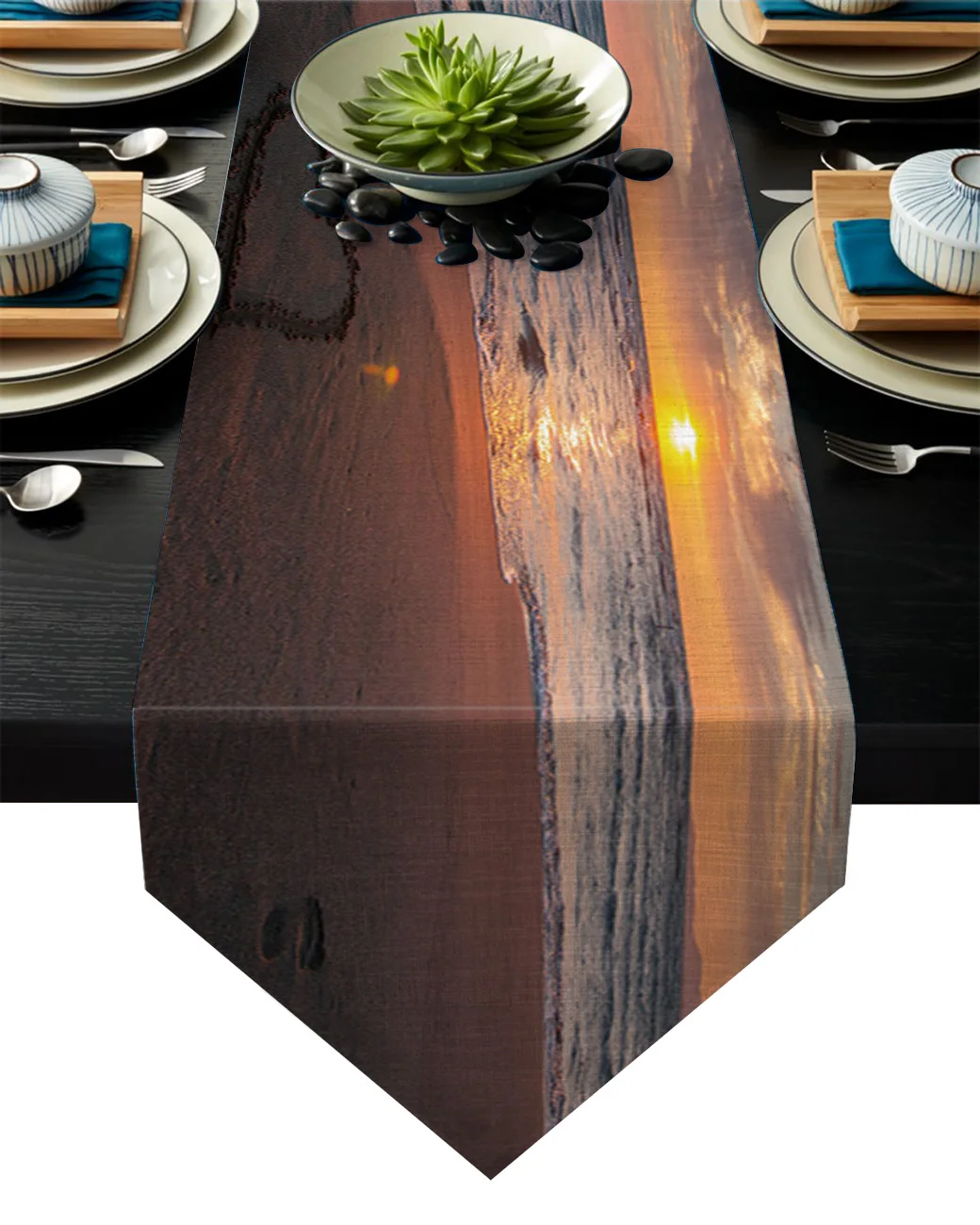 Valentine'S Day Sunset Love Sea Table Runners For Wedding Holiday Party Decoration Tablecloth Modern Runner Home Decor | Дом и сад
