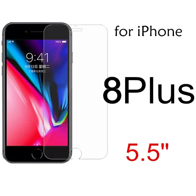 For iPhone 8 Plus 2 шт. Защитная пленка для экрана из закаленного стекла для Apple X 8 7 6 6 S 6s Plus 5 5S 5Se 5 se XR XS MAX Защитная пленка для Iphone чехол - Цвет: For iPhone 8 Plus