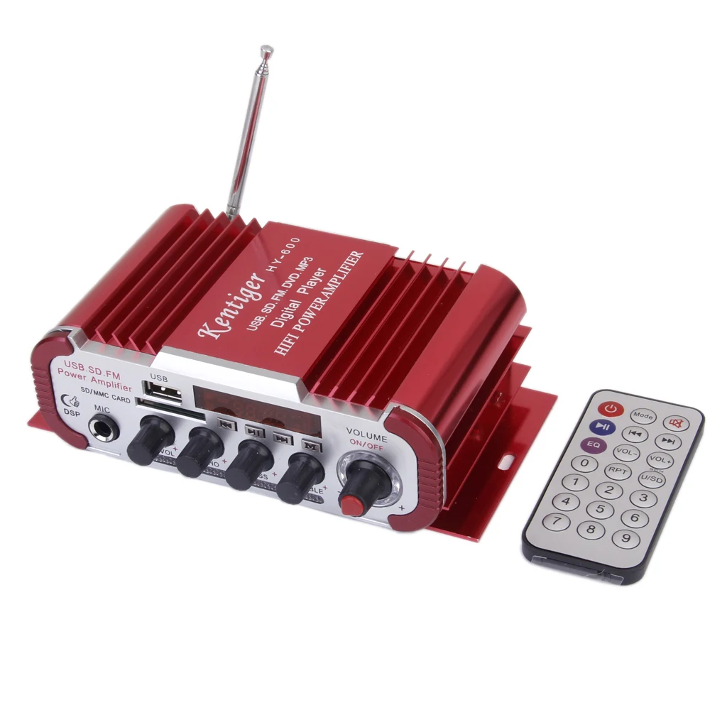 DC12V Hi-Fi MP3 Power Amplifier With USB SD/MCC Port Remote For Microphone