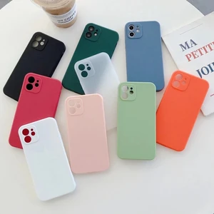 Case For iPhone 12 11 Pro X XR XS Max New Silicone Candy Color Phone Lens Protection Soft Case Back Cover