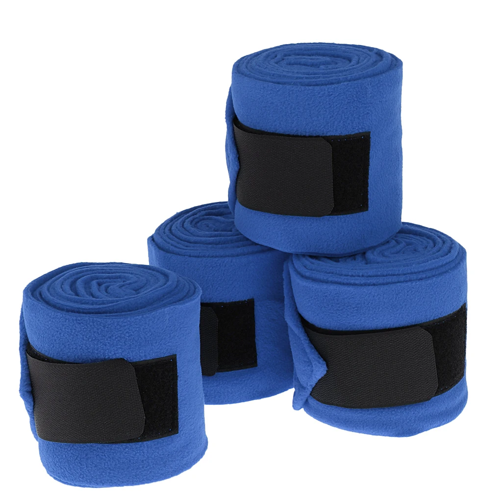 Blue 4PCS 4 сумки поло конные леггинсы с пони бинты утолщенные флисовые уличные конные сапоги нарукавники ноги оборудование для конного спорта - Цвет: Blue 4PCS