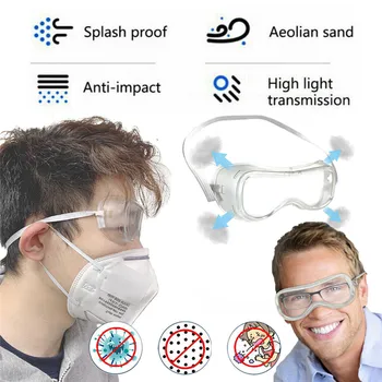 

Safety Glasses Windproof Dust Anti Fog Splash Protection Transparent Goggles New Adjustable Chemical Eyewear