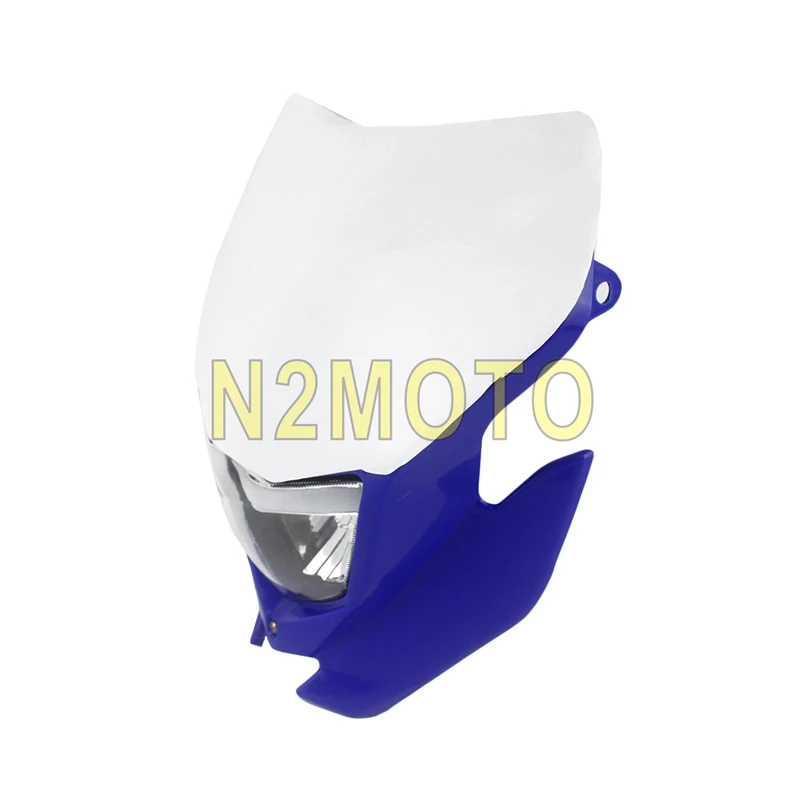 Синий белый Супермото эндуро H4 фара маска для Yamaha Honda WR 450 250 YZ TTR Байк фары для мотокросса обтекатель