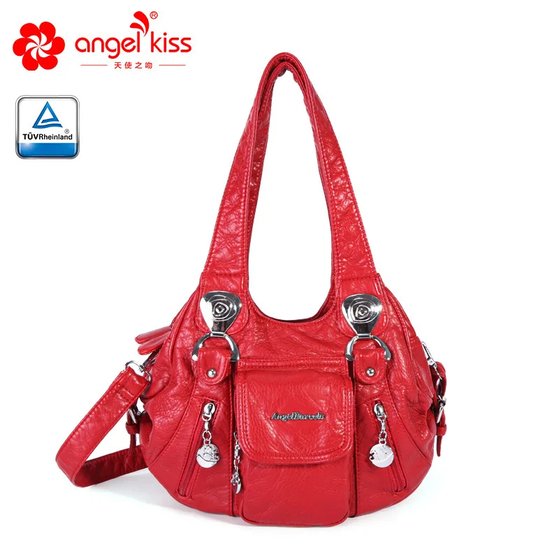 Моющаяся дамская сумка из искусственной кожи, однотонная женская сумка, различные цвета, на одно плечо, Диагональная Сумка ZF10182 - Цвет: Red