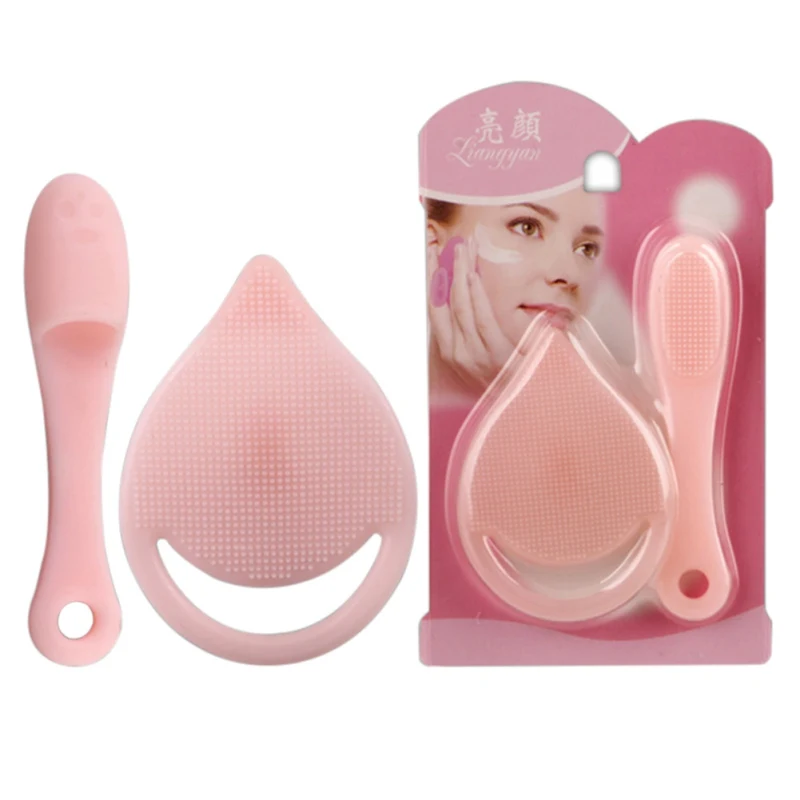 2 шт Очищающая щетка для отшелушивания лица, стиральная машина, силиконовые очищающие устройства для лица, инструменты - Цвет: Розовый
