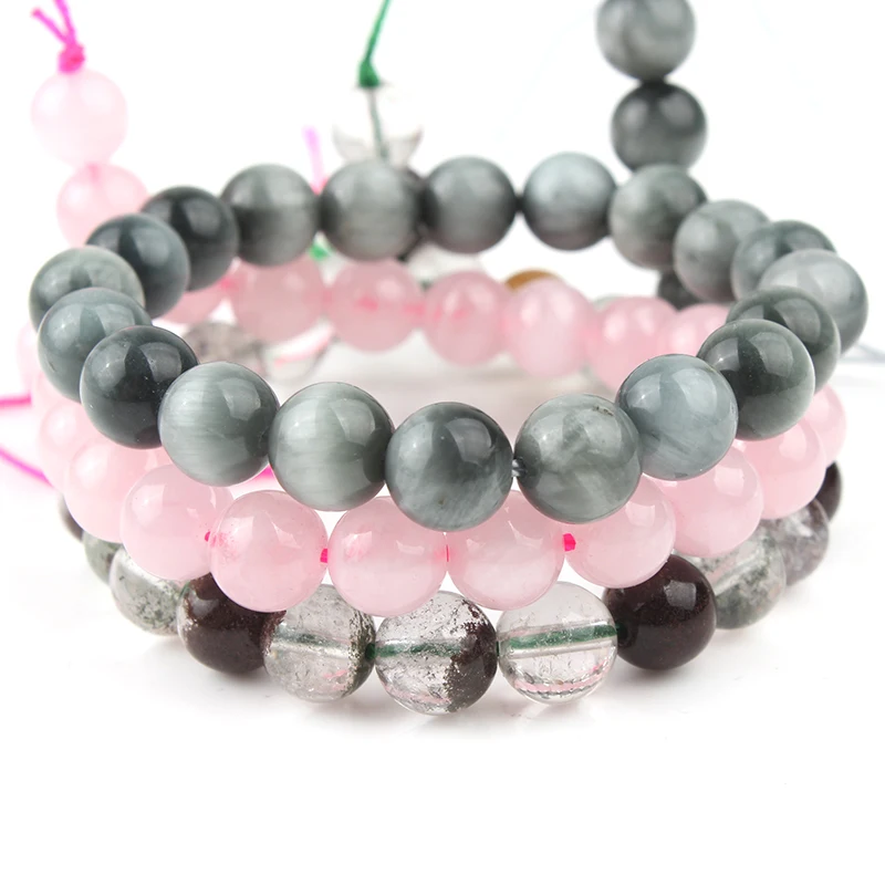 7.5 Inch Natural Rose Quartz Malachite Obsidian Jade 6 8 10 mm Round Loose Stone Beads For Jewelry Making DIY Bracelet Necklace
