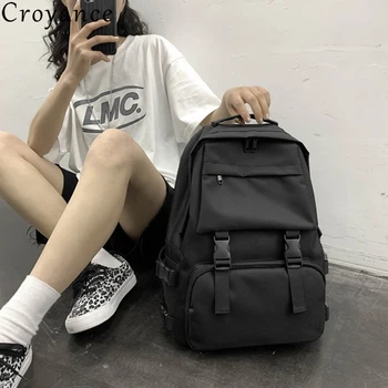 

Croyance Black Laptop Backpack Women Large Capacity Travel Knapsack Oxford Rucksack Female Vintage School Bag Mochila