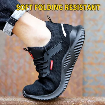 Work Safety Shoes Anti-Smashing Steel Toe Puncture Proof Construction Lightweight Breathable Sneakers shoes Men Women is Light 6